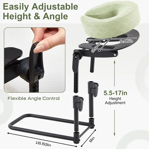 Miniatura 2 de Qunclay Reposacabezas de masaje para cama, color verde, altura ajustable, cuna de masaje en casa, masajes portátiles, soporte para reposacabezas