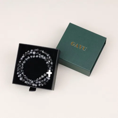 Miniatura 7 de GAVU Collar de cruz con cuentas de cristal de 0.236in para hombre