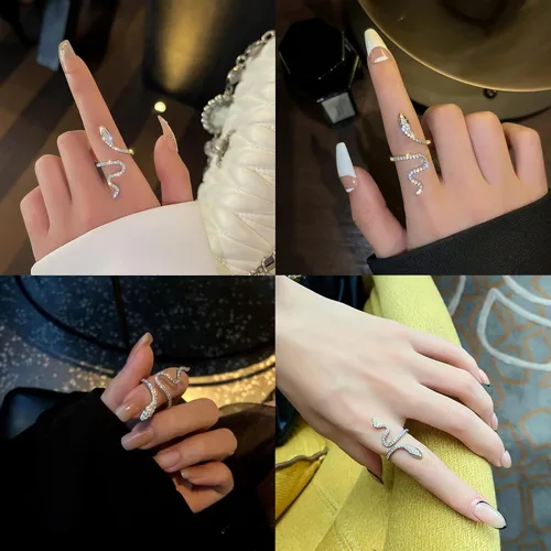 Miniatura 5 de Long tiantian Anillo de serpiente de circonita para mujer, anillo de dedo de serpiente, anillo ajustable de animales, anillo de serpiente simple