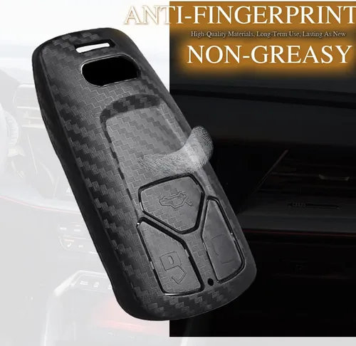 Miniatura 8 de SANRILY Funda para llavero con patrón de fibra de carbono mate 3D para Audi A4 Q7 Q5 TT A3 A6 SQ5 R8 S5 Accesorios Llavero sin llave con llavero