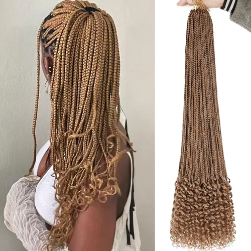 Miniatura 20 de XTREND 10 Pulgadas 6 Paquetes Trenzas de Caja de Ganchillo Cabello Pre-anudado Sin Nudos Bobo Trenzas de Caja 3X Extensiones de Cabello Trenzado 1b#