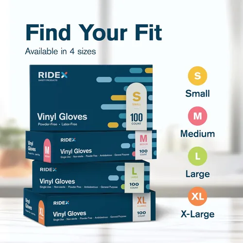 Miniatura 6 de Ridex Guantes desechables de vinilo transparente sin látex [100 unidades] sin polvo, guantes multiusos sin polvo, guantes de caja dispensadora, 100
