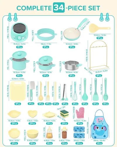 Miniatura 3 de Juego de Cocina para Niños Real- Seguro Mini Juego de Cocina con Juego de Cuchillos para Niños para Hacer Comida Real, Juego de Cocina Montessori