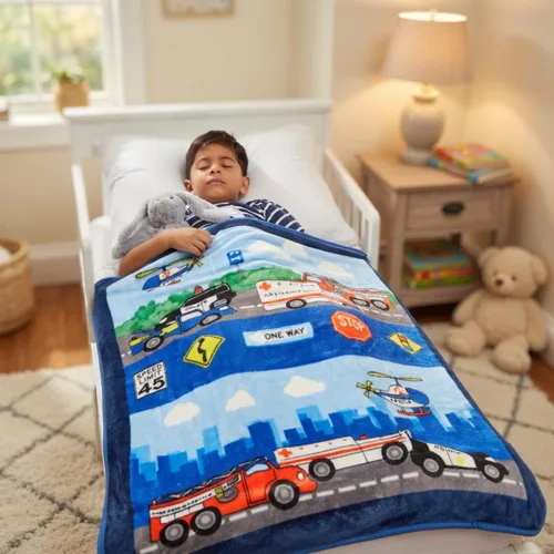 Miniatura 2 de EVERYDAY KIDS Manta para niños pequeños, 30 x 40 pulgadas, rescate de bomberos y policía, súper suave, afelpada, cálida y cómoda Bomberos y rescate