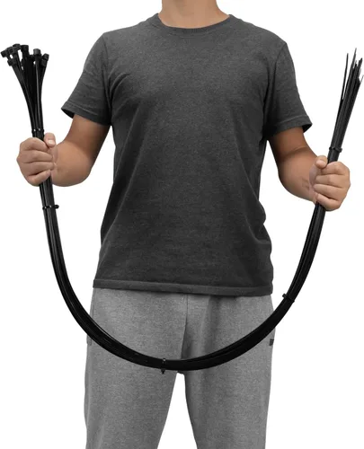 Miniatura 14 de XINGO Bridas de cremallera negras de 48 pulgadas para trabajo pesado 25 PCS, 200 LBS Bridas de alambre de plástico ultra fuertes, Bridas de cable