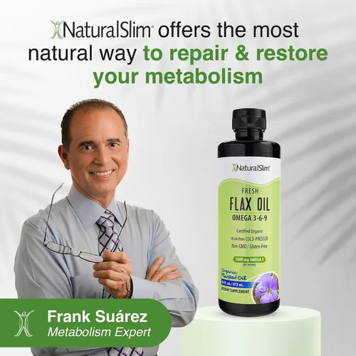 Miniatura 6 de NaturalSlim Aceite de linaza líquido de sabor fresco, aceite de lino orgánico prensado en frío y alto en Omega 3 6 9 ácidos grasos, suplemento