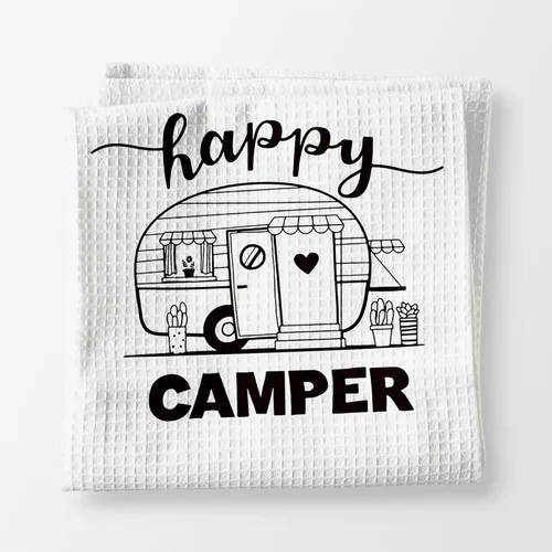 Miniatura 8 de Voatok Let's Go On an Adventure Happy Camper - Toalla de baño para campamento, regalo inspirador para campistas, juego de 4 toallas decorativas