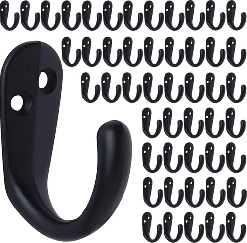 Miniatura 9 de IBosins 15 ganchos para abrigos montados en la pared, gancho único para batas para colgar toallas con 30 tornillos para bolsos, sombrero, gorra