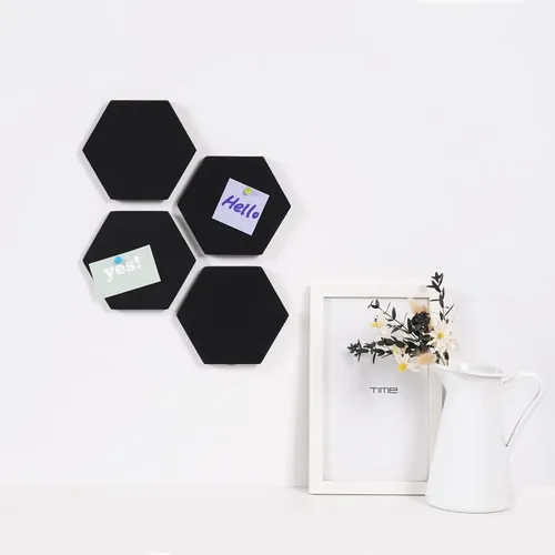 Miniatura 2 de LAJAR 8 Piezas de Azulejos Hexagonales de Fieltro para Tablero de Anuncios, Azulejos de Fieltro Autoadhesivos para Pared para Fotos, Imágenes, Negro