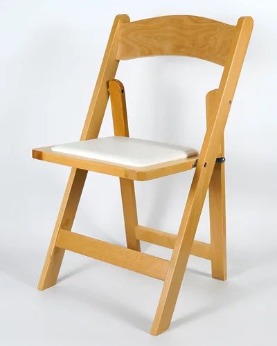 Miniatura 13 de Silla plegable de madera con asiento acolchado, asientos comerciales apilables para eventos en interiores y exteriores, fiestas, bodas, banquetes