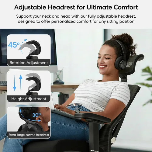 Miniatura 7 de Autonomous ErgoChair Pro Silla de oficina ergonómica Espuma Gris Soporte lumbar ajustable, giratoria y rodante - Sillas de escritorio de oficina