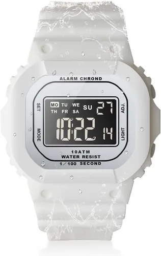 Reloj deportivo resistente al agua de 10 ATM para mujeres y niñas, natación y buceo, reloj despertador, cronómetro, temporizador, hora doble,