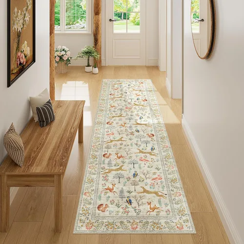 Miniatura 145 de DUKINO Alfombra de área de 6 x 9 pies, alfombra floral para sala de estar, ligera, antideslizante, lavable, alfombra de interior de pelo bajo