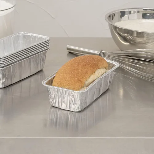 Miniatura 8 de Restaurantware Pastry Tek - Paneras de 8.5 x 4.3 pulgadas, 25 sartenes de aluminio listas para horno, 2 libras, congelables, de aluminio plateado