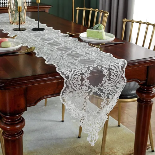 Miniatura 8 de SUTAVIA Camino de mesa de encaje bordado, pañuelo clásico rectangular de macramé, para cocina, comedor, mesa de café, bufanda de mantel y banquete