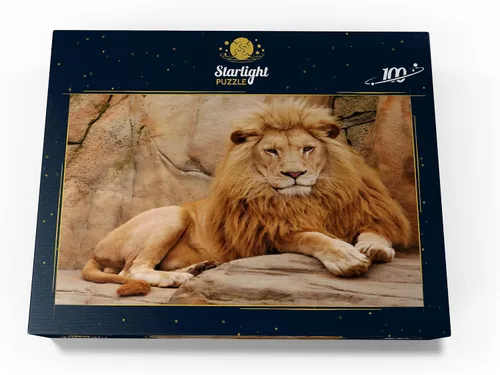 Miniatura 4 de MyPuzzle A Lion Relaxing On A Stone - Rompecabezas prémium de 100 piezas para adultos