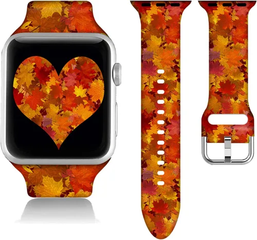 Compatible con Apple Watch de copo de nieve de 38/40/41/42/44/45/46/1.929 in para mujeres y hombres, correa de repuesto de silicona suave para Hojas