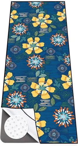 Colorful Star Toalla de yoga con bolsillos en las esquinas, puntos de agarre antideslizantes, absorbentes del sudor, toallas para esterilla de yoga