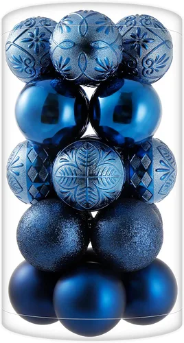 20 piezas Adornos de bola de Navidad azul marino irrompibles de plástico para árbol de Navidad, decoraciones para fiesta de Navidad, oficina en