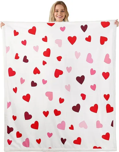 Miniatura 21 de Erosebridal Girls Fleece Blanket 40x50 Heart Rainbow Fuzzy Plush Throw for Sofa Couch Hand Drawn Sherpa Blanket Cartoon Love Geometric