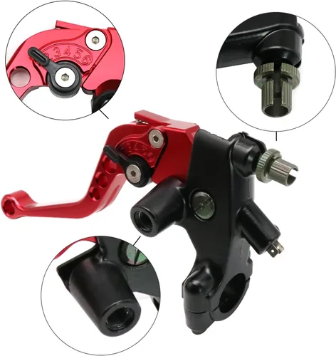 Miniatura 4 de Motocicleta 7/8 "0.866 in Manillar Freno Cilindro Maestro Palanca de Embrague CNC Izquierda y Derecha Juego Universal Compatible con Honda Kawasaki