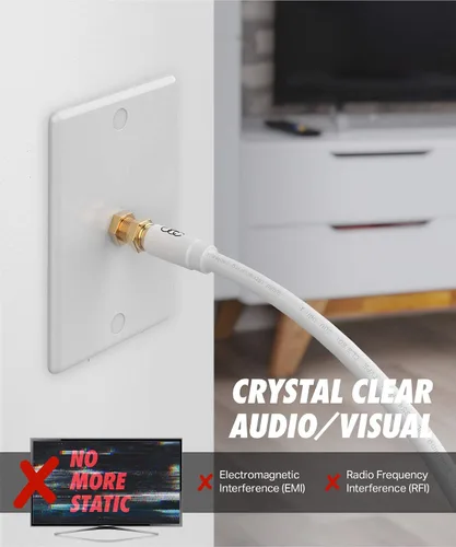 Miniatura 6 de Ultra Clarity Cables Cable coaxial de 3 pies – Cable coaxial RG6 de triple blindaje para TV, conectores chapados en oro, audio digital y video