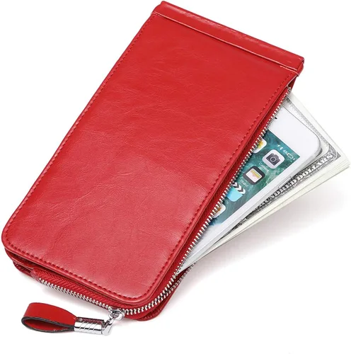 Miniatura 6 de Huztencor cartera de cuero con bolsillo para tarjeta de crédito bloqueo RFID, billetera, funda para tarjetas para mujer