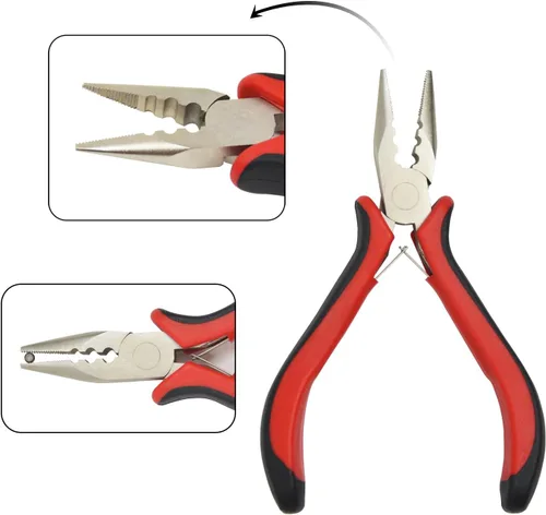 Miniatura 3 de Alicates para extensiones de cabello, 3 agujeros, herramienta de extracción de mini abridor para extensiones de cabello micro nano anillo Rojo 3