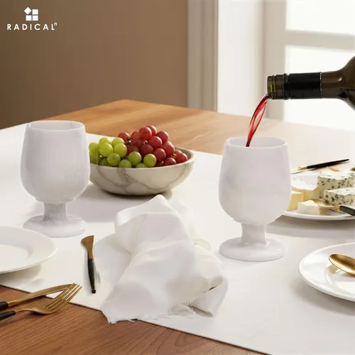 Miniatura 4 de Radicaln Juego de copas de vino de mármol de 2 piezas, hechas a mano, de 5" pulgadas, copas de vino con tallo para decoración de bar en el hogar