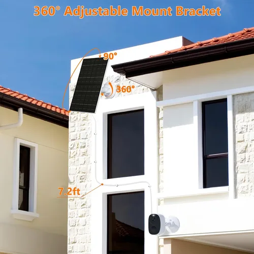 Miniatura 4 de Zivif Panel solar de 7 W para cámara de seguridad, cargador de panel solar USB C de 5 V compatible con cámara de batería recargable, IP65
