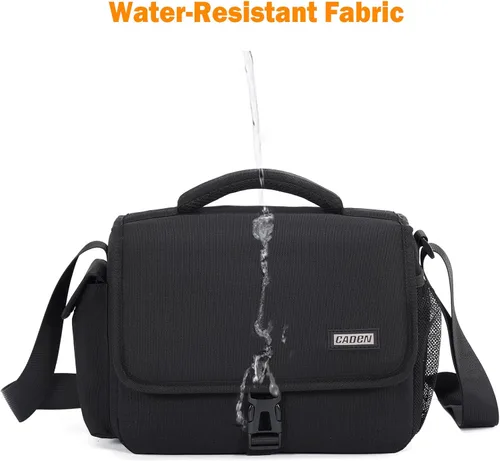 Miniatura 5 de CADeN Bolsa para Cámara Funda Bandolera Cruzada Compatible con Nikon, Canon, Sony, Cámaras DSLR SLR sin Espejo y Lentes (1.0 Negro, Grande)