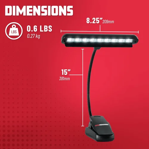 Miniatura 4 de Gator Frameworks Lámpara de soporte de música con cuello de ganso ajustable, (GFW-MUS-LED)