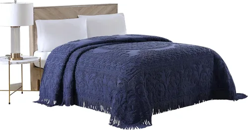 Miniatura 7 de Beatrice Home Fashions Colcha de Chenilla con Medallón, Full, Blanco