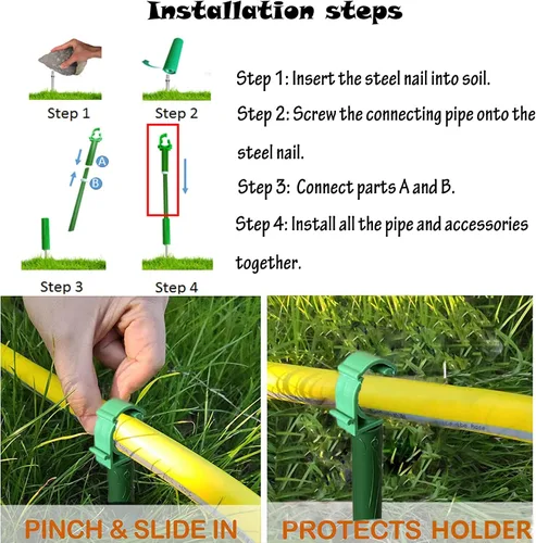 Miniatura 7 de 6 guías de manguera de 5/8 pulgadas para decoración de jardín, Hoder de agua para mantener la manguera fuera de la hierba, soporte de jardín al aire