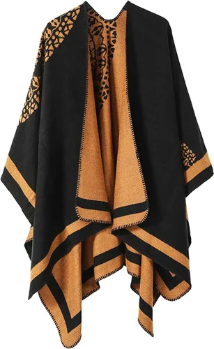 Miniatura 195 de Poncho chal para mujer, suéteres suaves y cálidos para mujer, parte delantera abierta, poncho de viaje para otoño, invierno y primavera