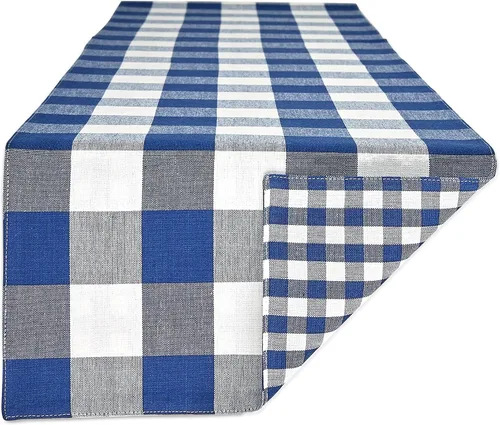Miniatura 9 de DII Colección de mesa a cuadros Gingham, gris, camino de mesa, 14x72 pulgadas