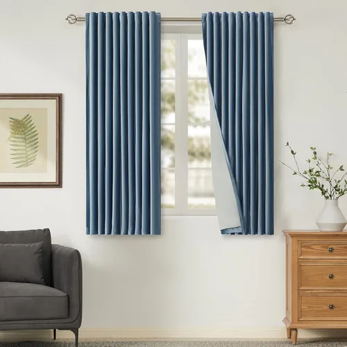 Miniatura 20 de Cortinas opacas de terciopelo dorado de 108 pulgadas para sala de estar, totalmente opacas, elegantes, 2 paneles con pestaña trasera, aislamiento
