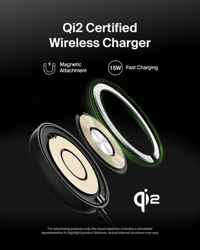 Miniatura 2 de Belkin Almohadilla de carga inalámbrica magnética Qi2 de 15 W con soporte - Cargador inalámbrico con certificación Qi2 compatible con MagSafe