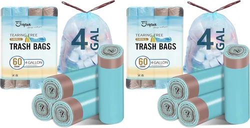 Miniatura 8 de JOYEUX Bolsas de basura pequeñas de 2.6 galones, mini bolsas de basura con cordón para baño y cocina, aroma a brisa junto a la playa, 66