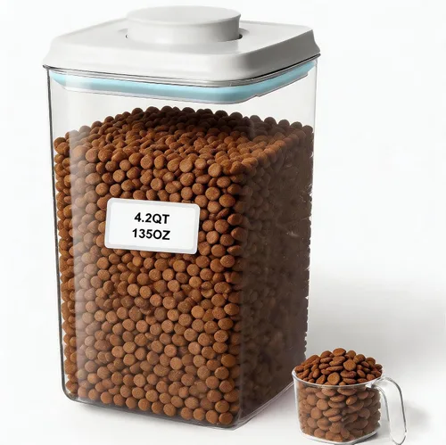 Miniatura 8 de Contenedor de alimentos para perros y gatos, contenedor de almacenamiento de alimentos con tapa pop de 2.8 cuartos para croquetas y golosinas
