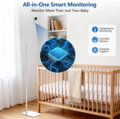 Miniatura 6 de Floor Stand for Nanit Baby Monitor, Baby Camera Stand for Nanit Pro/Plus with Anti-fall Design & Heavy-Duty Base, 37-69" Adjustable Height Flexible
