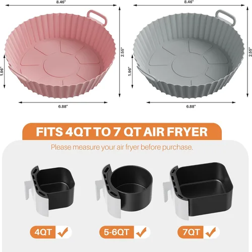 Miniatura 3 de ME.FAN Forros de silicona para freidora de aire para freidora de aire de 4 a 7 cuartos de galón [2 unidades] Cesta reutilizable para freidora