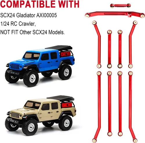 Miniatura 3 de Hobbypark Juego de eslabones de alta holgura Actualizaciones de amarre de barra de dirección para Axial SCX24 Gladiator AXI00005 Actualizaciones Rojo