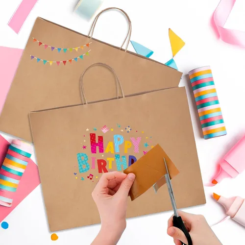 Miniatura 7 de Mesha - Bolsas grandes de papel de 16 x 6 x 12 pulgadas, 50 bolsas de regalo de papel kraft marrón a granel, bolsas de compras para manualidades