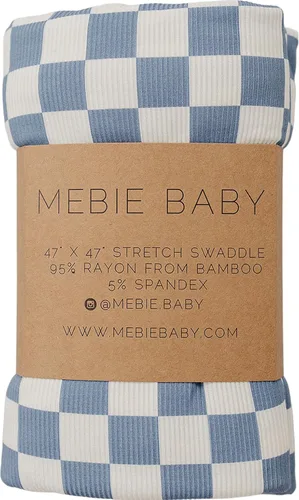 Mebie Baby Manta elástica a cuadros azules, moderna y neutra para bebé niña o niño, mantas suaves para bebé, manta para recién nacido, 0-3 meses,