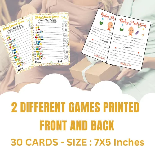 Miniatura 7 de LOTUS-A Juegos de baby shower – Divertidas tarjetas de adivinar la frase y predicciones, 30 cartulinas gruesas de 7 x 5 pulgadas, impresas