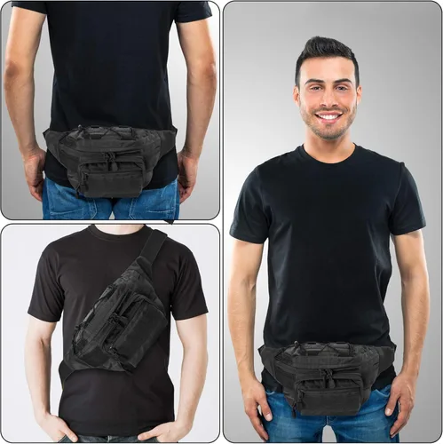 Miniatura 6 de FRTKK - Riñonera táctica militar con parche de la bandera de EE. UU., bolsa de cintura de utilidad con correa ajustable para actividades al aire