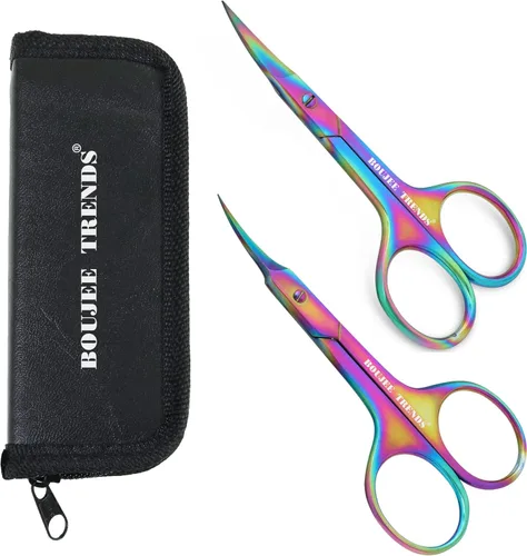 Miniatura 9 de Tijeras de uñas para uñas, cejas, bigote, facial, nariz, oído, peluquería, multiusos, tijeras de belleza pequeñas, cuchillas curvadas y afiladas