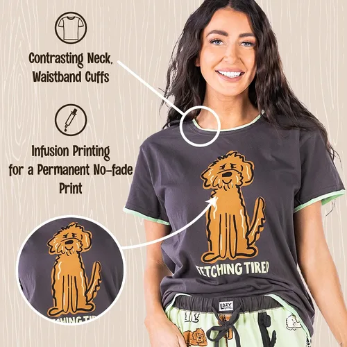 Miniatura 5 de Lazy One Pijamas para mujer, lindos pantalones de pijama para perros y gatos y parte superior separada