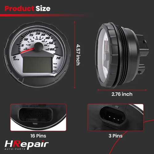 Miniatura 4 de Clúster de medidor de velocímetro ATV compatible con Polaris Sportsman 2004-2012 400 450 500 700 800 Reemplazo del conjunto del velocímetro OEM #